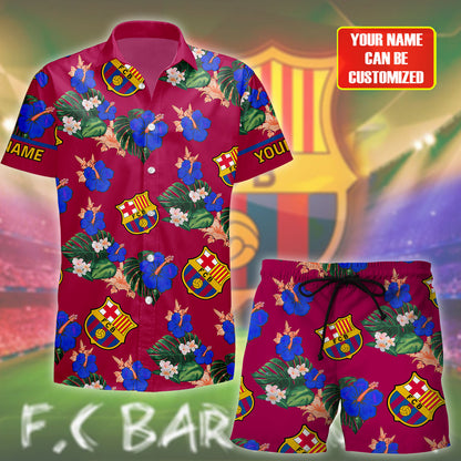 Personalized Barcelona FC Tropical Hawaii Shirt Beach Short V10