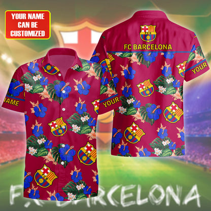 Personalized Barcelona FC Tropical Hawaii Shirt Beach Short V10
