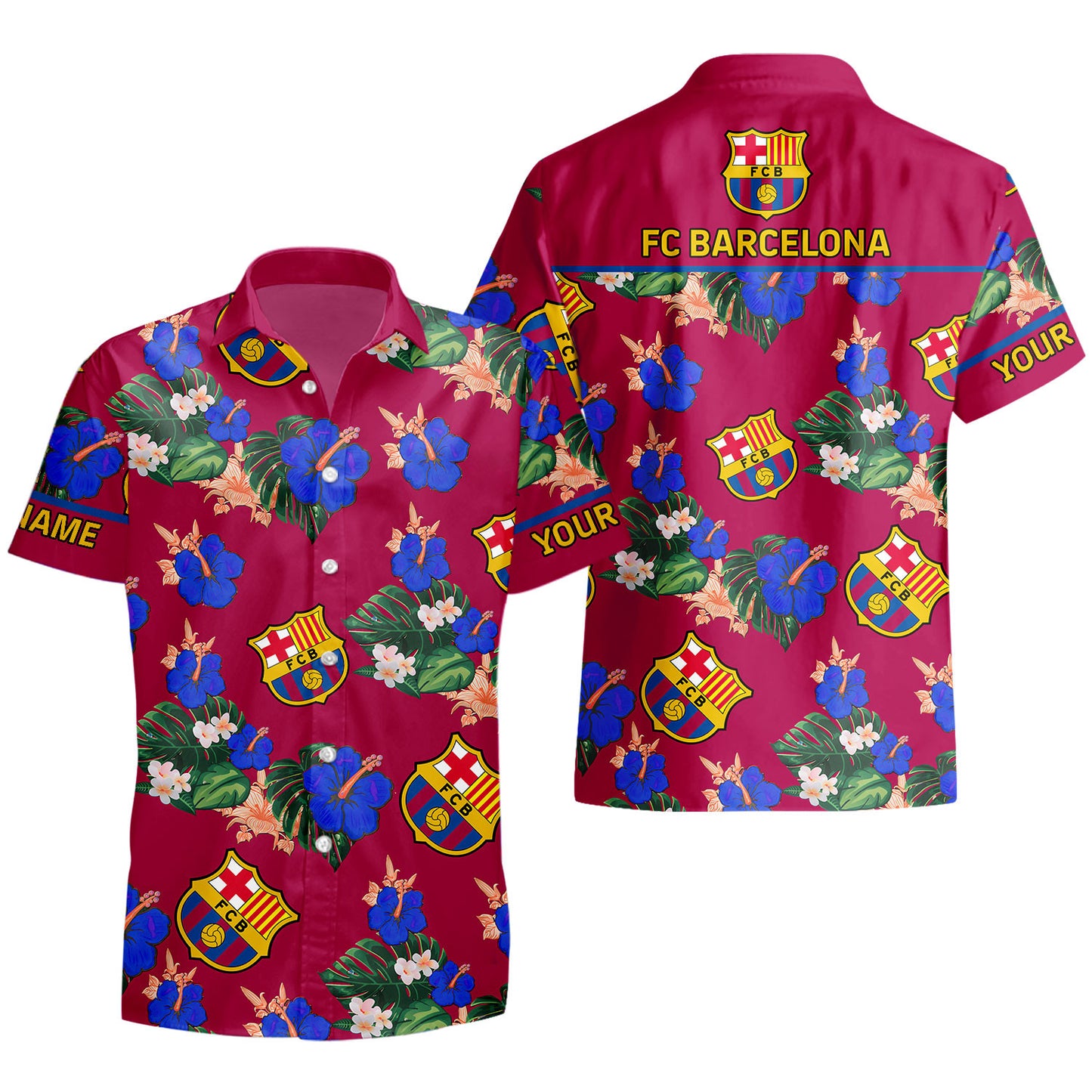Personalized Barcelona FC Tropical Hawaii Shirt Beach Short V10