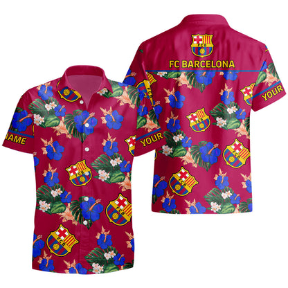Personalized Barcelona FC Tropical Hawaii Shirt Beach Short V10
