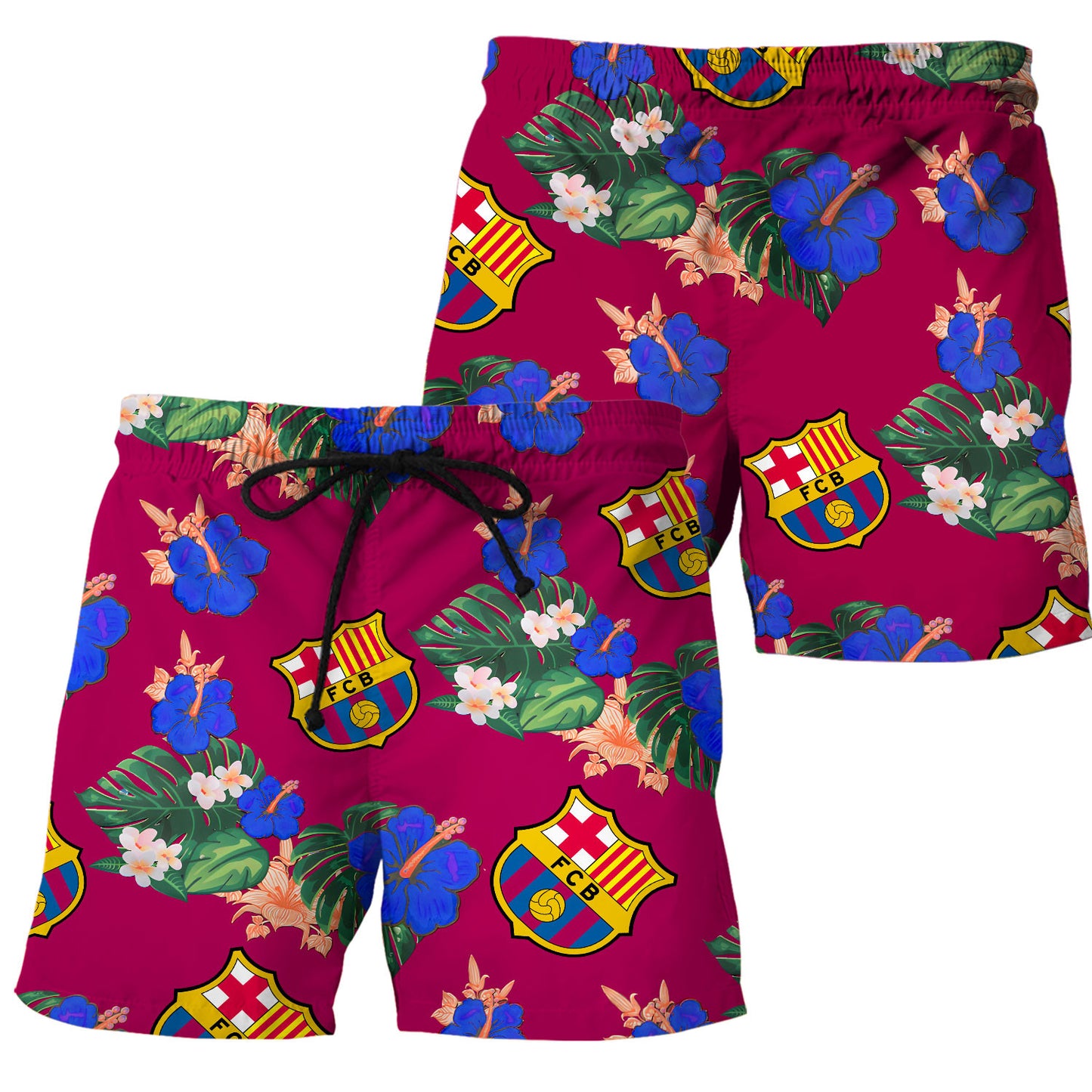 Personalized Barcelona FC Tropical Hawaii Shirt Beach Short V10