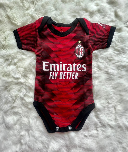 Customized AC Milan Soccer Jersey , Baby Rib Bodysuit Sizes V3