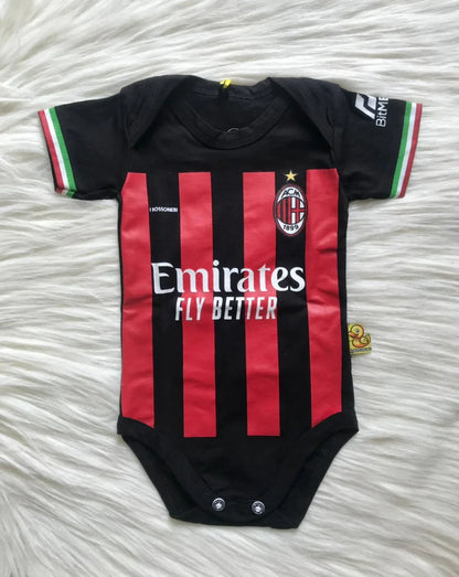 Customized AC Milan Soccer Jersey , Baby Rib Bodysuit Sizes V4