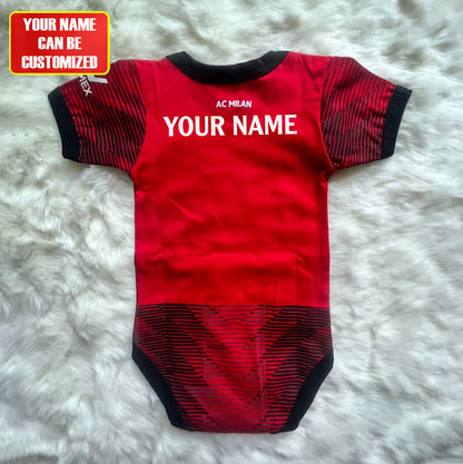 Customized AC Milan Soccer Jersey , Baby Rib Bodysuit Sizes V3