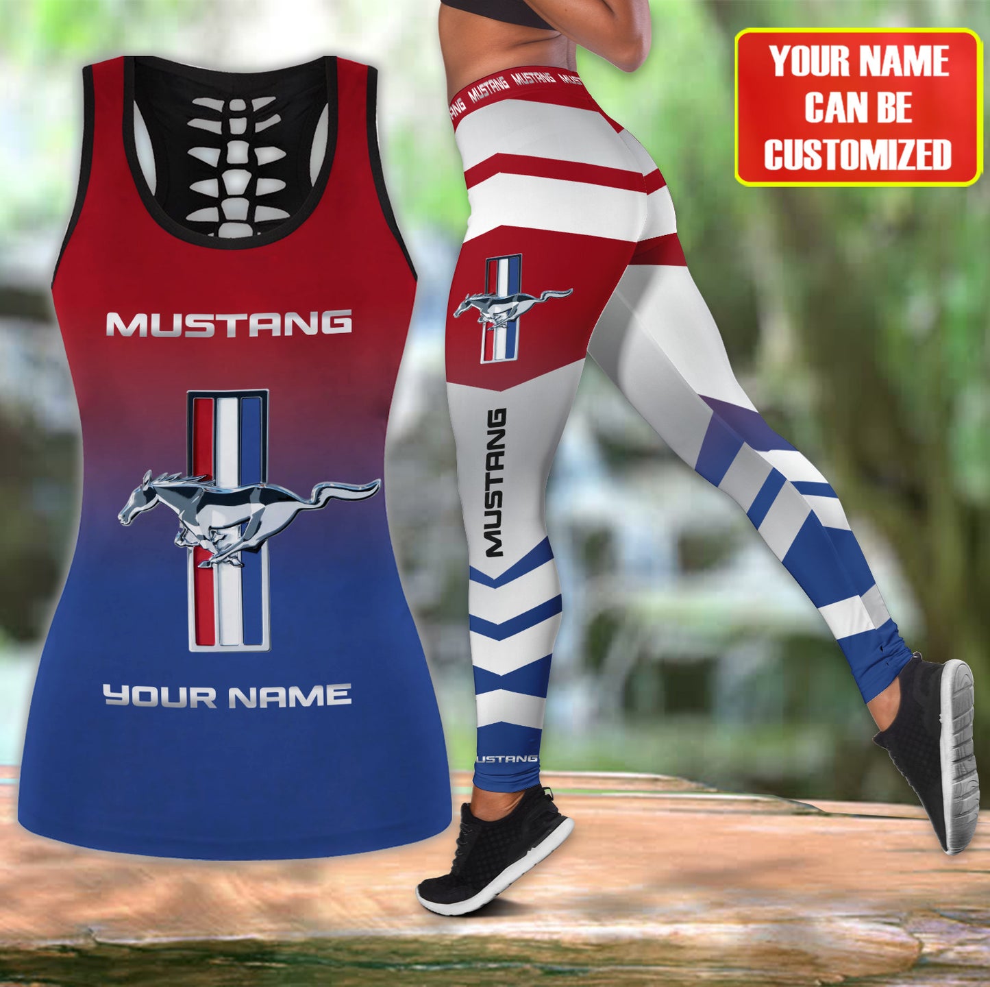 Personalized F Mustang Tank Top & Leggings Set