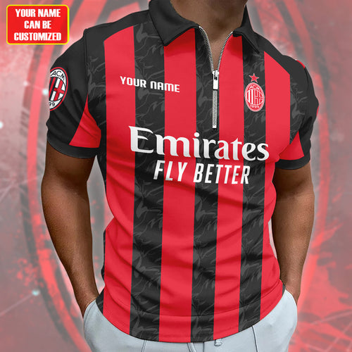 Personalized AC Milan Q3 3D Full Printing Set , AC Milan Q3 Shirt , Zipper Polo, Hoodie , Short , Polo ,hawaii V2