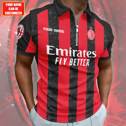 Personalized AC Milan Q3 3D Full Printing Set , AC Milan Q3 Shirt , Zipper Polo, Hoodie , Short , Polo ,hawaii V2