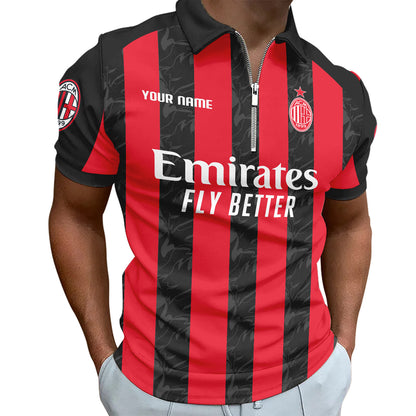 Personalized AC Milan Q3 3D Full Printing Set , AC Milan Q3 Shirt , Zipper Polo, Hoodie , Short , Polo ,hawaii V2