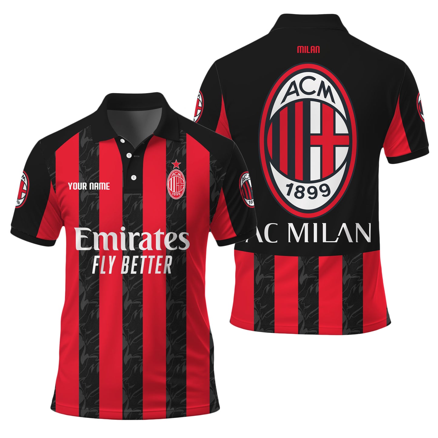 Personalized AC Milan Q3 3D Full Printing Set , AC Milan Q3 Shirt , Zipper Polo, Hoodie , Short , Polo ,hawaii V2
