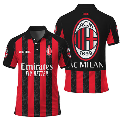 Personalized AC Milan Q3 3D Full Printing Set , AC Milan Q3 Shirt , Zipper Polo, Hoodie , Short , Polo ,hawaii V2