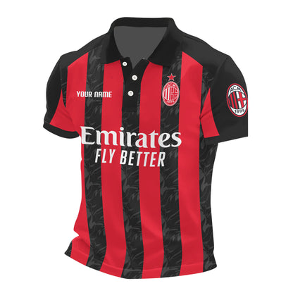 Personalized AC Milan Q3 3D Full Printing Set , AC Milan Q3 Shirt , Zipper Polo, Hoodie , Short , Polo ,hawaii V2