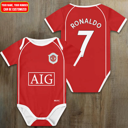 Customized Manchester United Jersey , Baby Rib Bodysuit Sizes V5