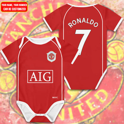 Customized Manchester United Jersey , Baby Rib Bodysuit Sizes V5