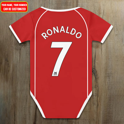 Customized Manchester United Jersey , Baby Rib Bodysuit Sizes V5