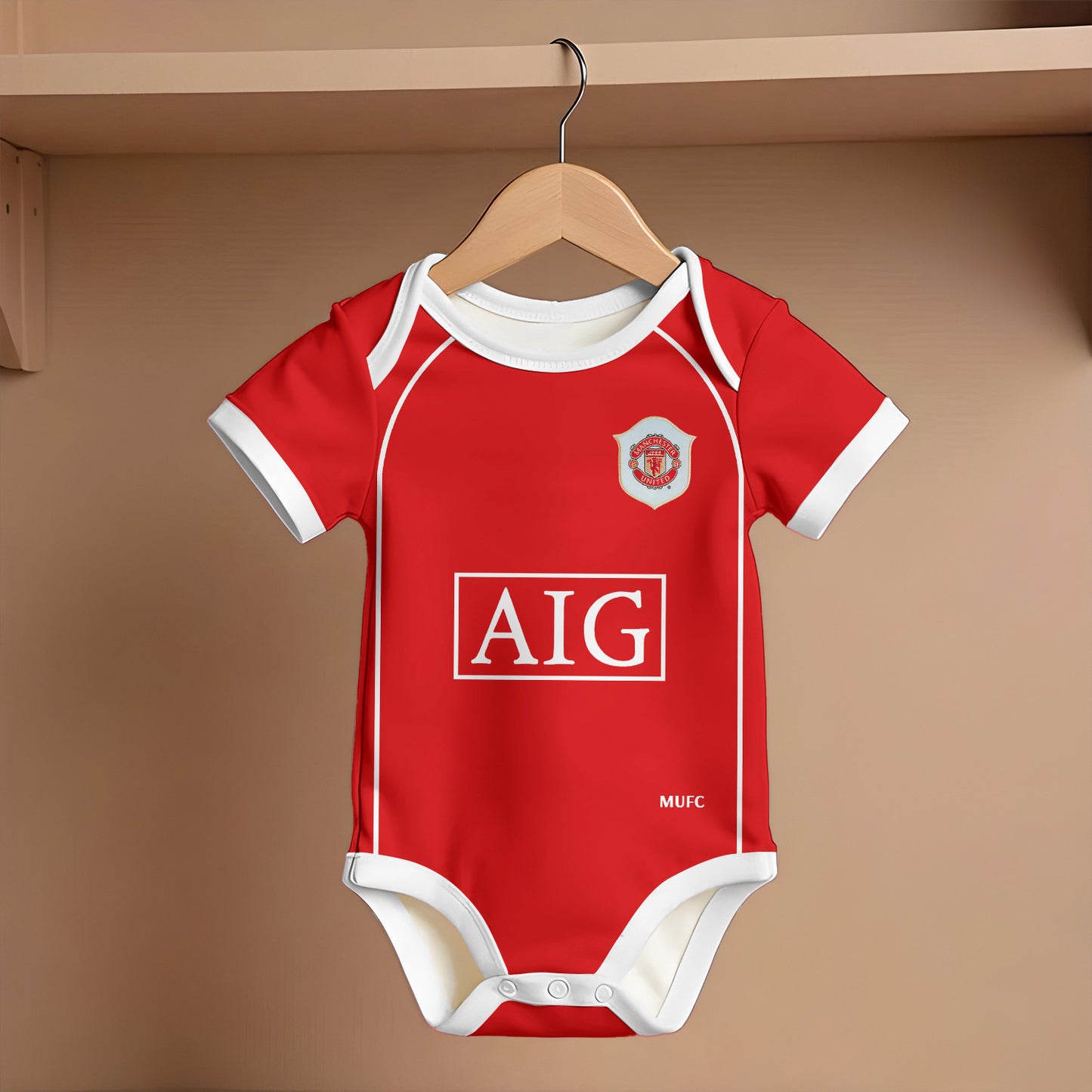 Customized Manchester United Jersey , Baby Rib Bodysuit Sizes V5