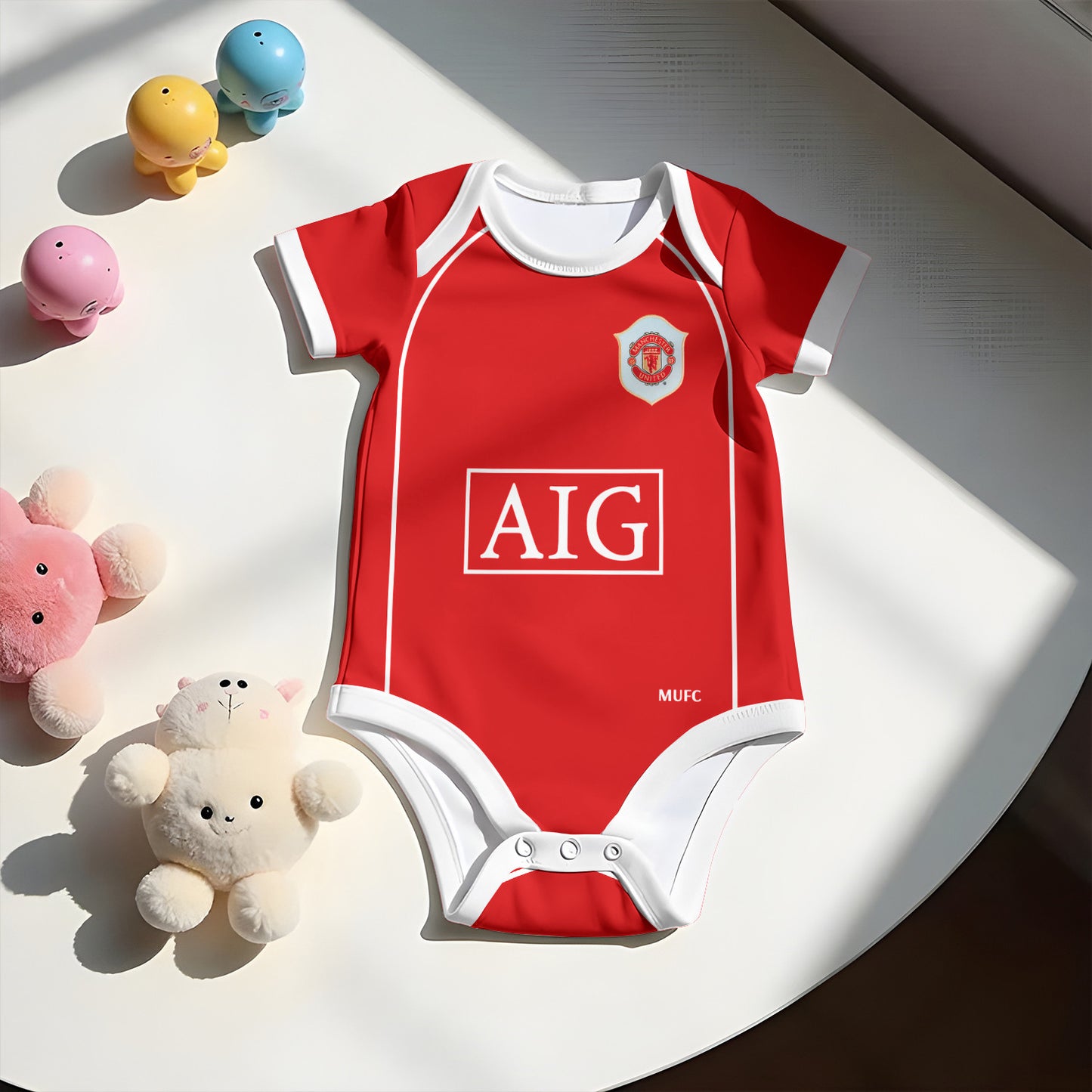 Customized Manchester United Jersey , Baby Rib Bodysuit Sizes V5