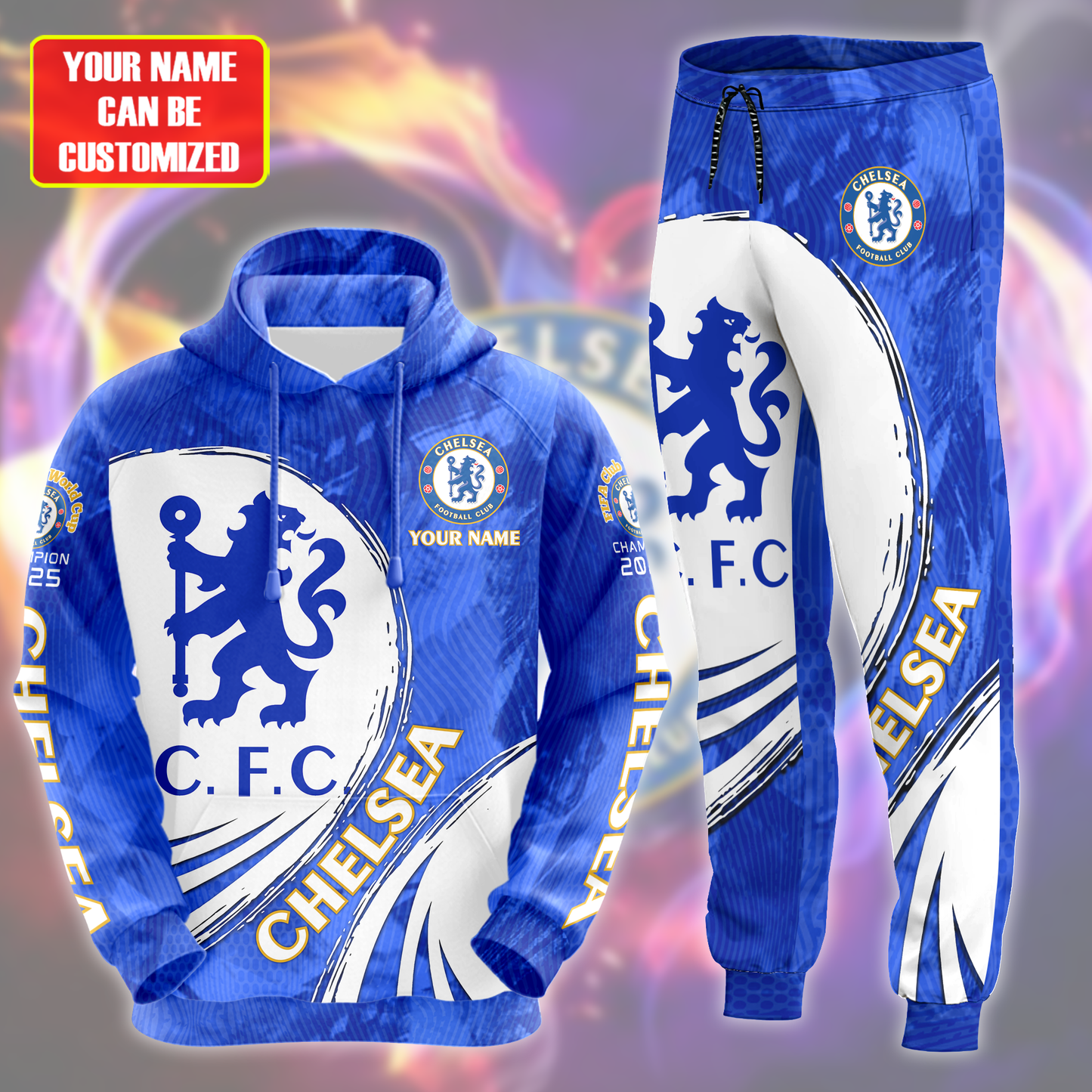 Personalized Chelsea Champions 3D All over Printed Hoodie and Sweatpants set