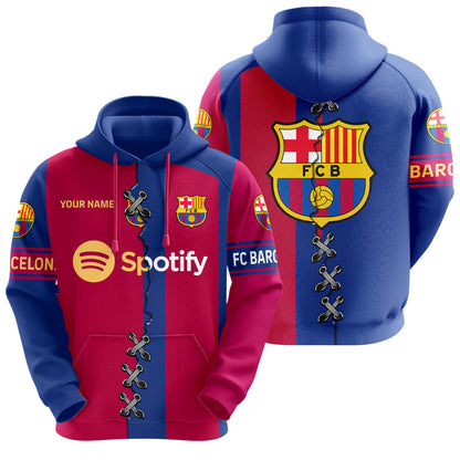 Personalized Barca Uniform 3D All over Printed Hoodie and Sweatpants set