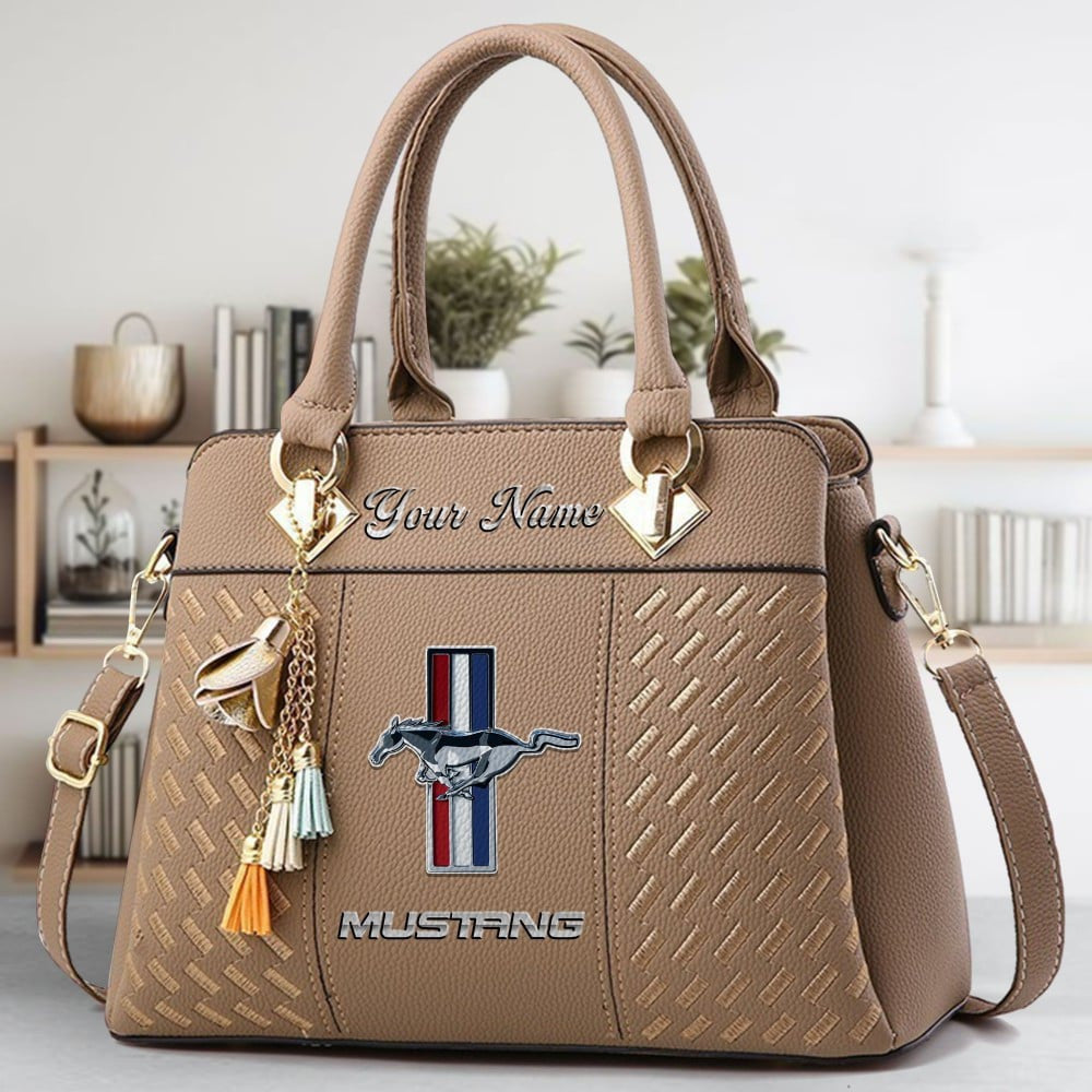 F Mustang Custom Name Classic Leather Handbag