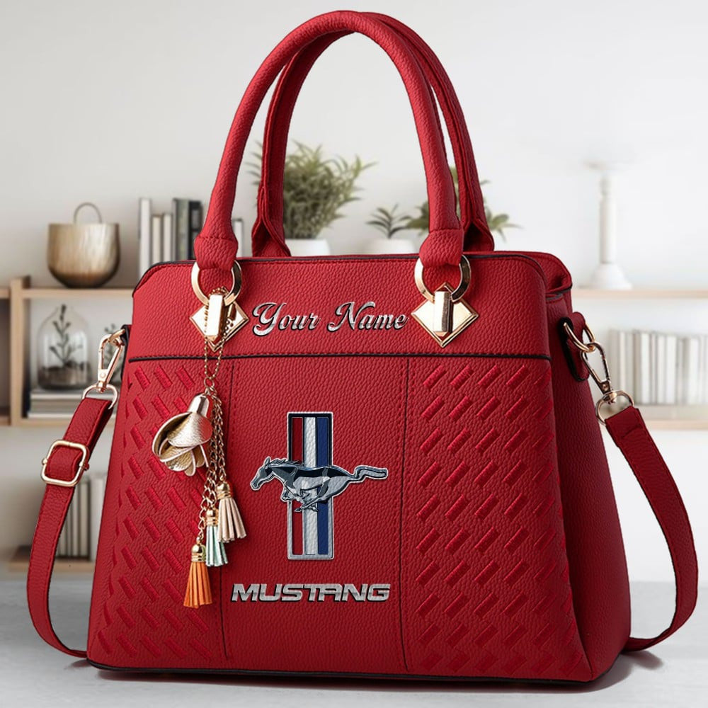 F Mustang Custom Name Classic Leather Handbag