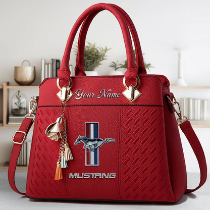 F Mustang Custom Name Classic Leather Handbag