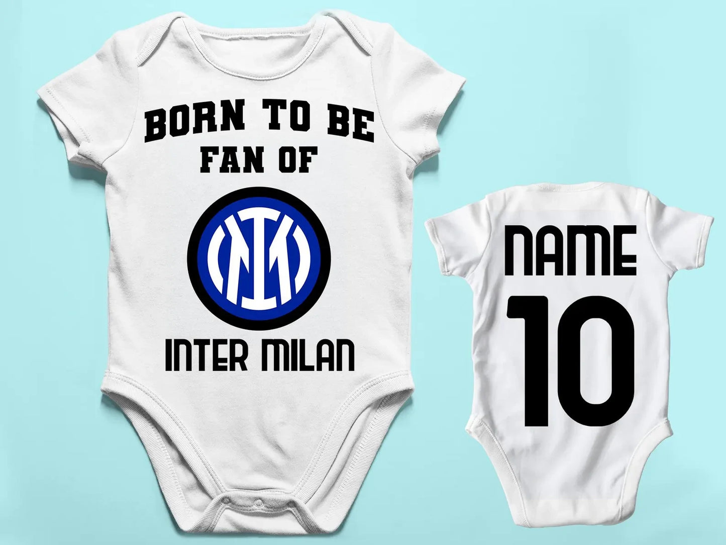 Customized Born To Be Inter Milan Fan Soccer Jersey , Baby Rib Bodysuit Sizes V4
