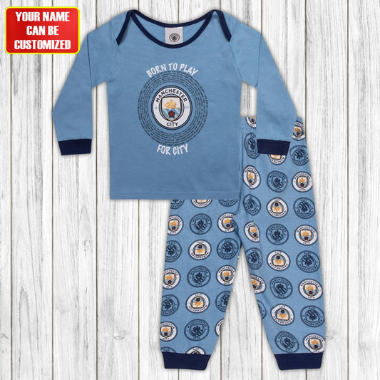 Personalized Man City Baby Pyjamas Long for Kids