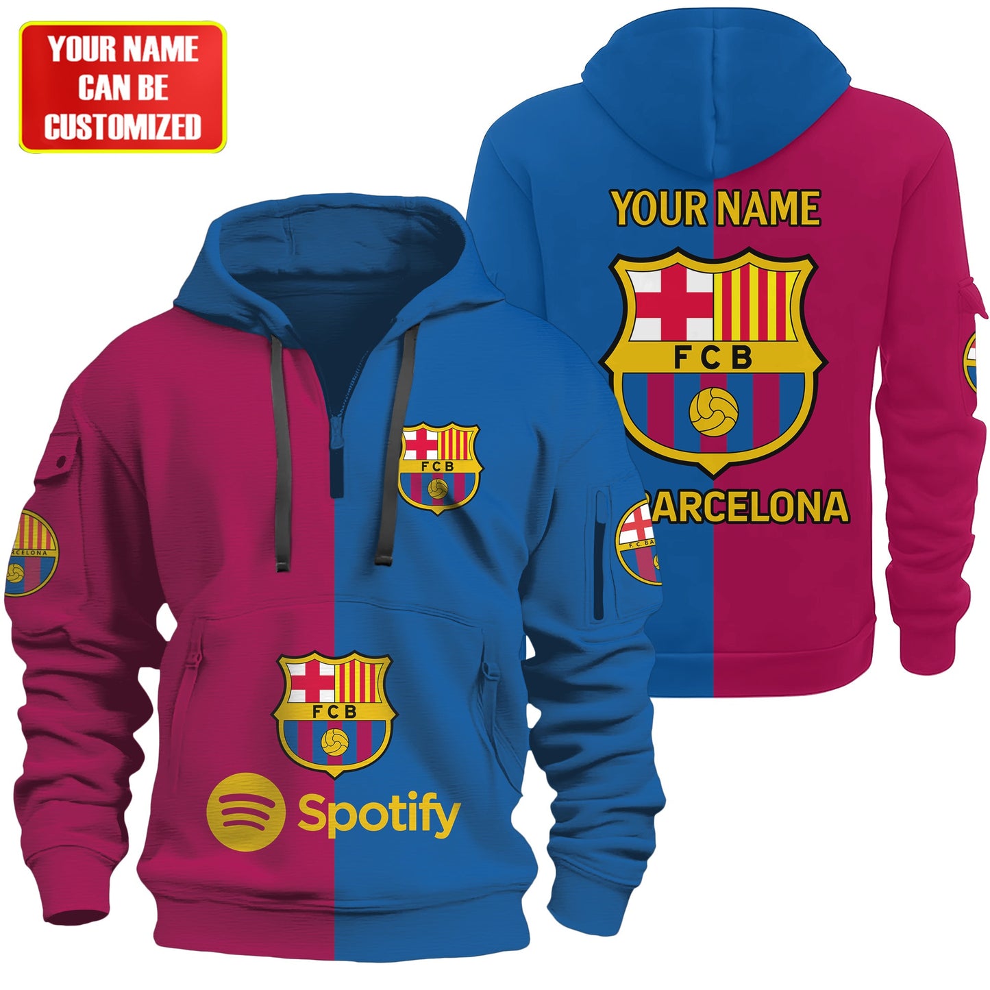 Personalized Barcelona FC 3D Hoodie Cotton Jacket