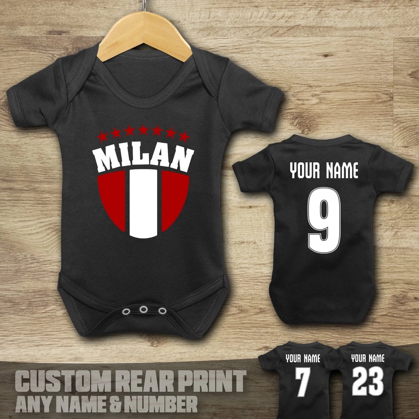 Customized AC Milan Jersey , Baby Rib Bodysuit Sizes