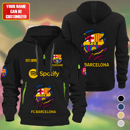 Personalized Barcelona Tear Sport Zip-Hoodie Cotton Jacket