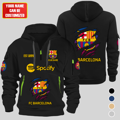 Personalized Barcelona Tear Sport Zip-Hoodie Cotton Jacket