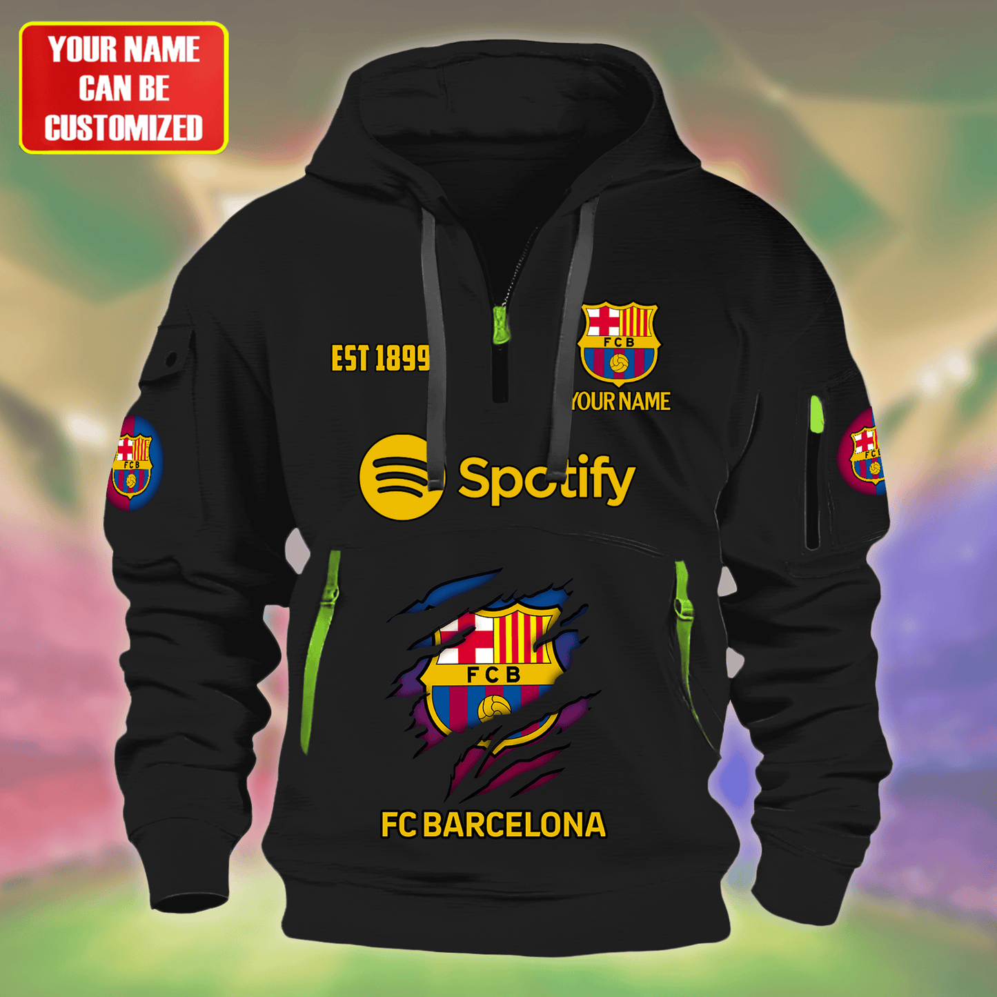 Personalized Barcelona Tear Sport Zip-Hoodie Cotton Jacket