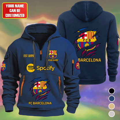 Personalized Barcelona Tear Sport Zip-Hoodie Cotton Jacket