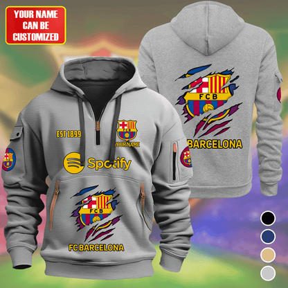 Personalized Barcelona Tear Sport Zip-Hoodie Cotton Jacket