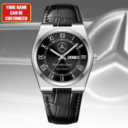 Personalized Merc Leather Strap Watch