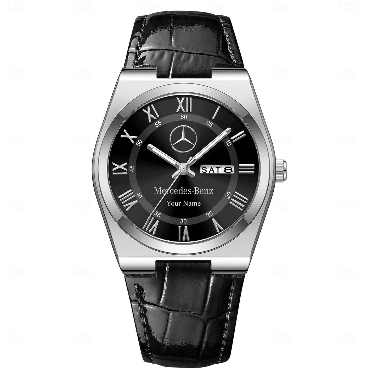 Personalized Merc Leather Strap Watch