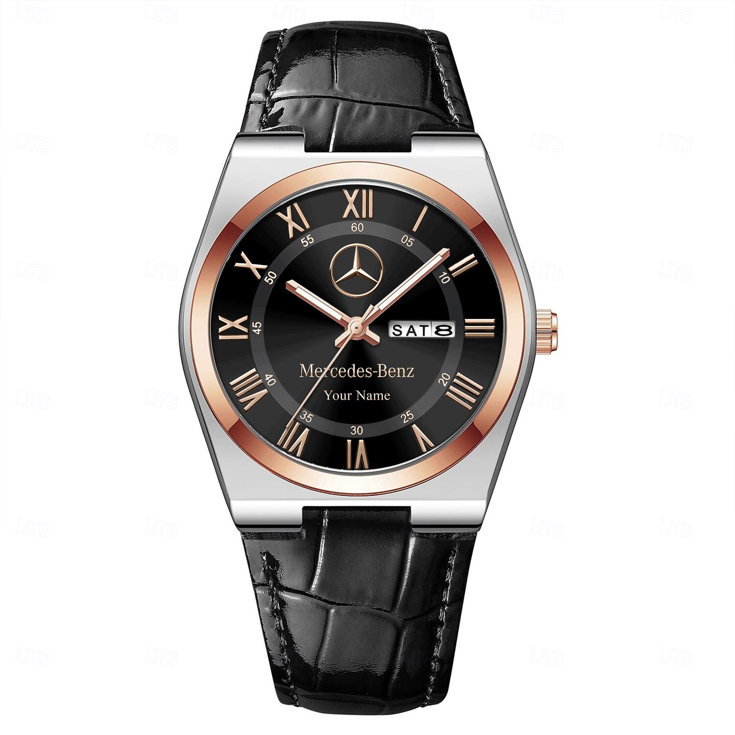 Personalized Merc Leather Strap Watch