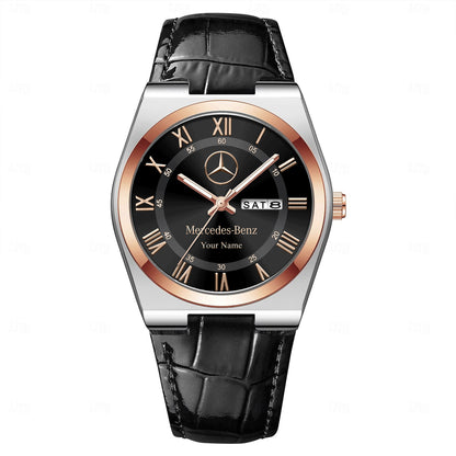Personalized Merc Leather Strap Watch