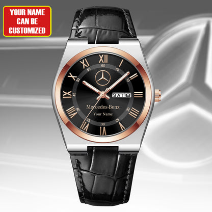 Personalized Merc Leather Strap Watch