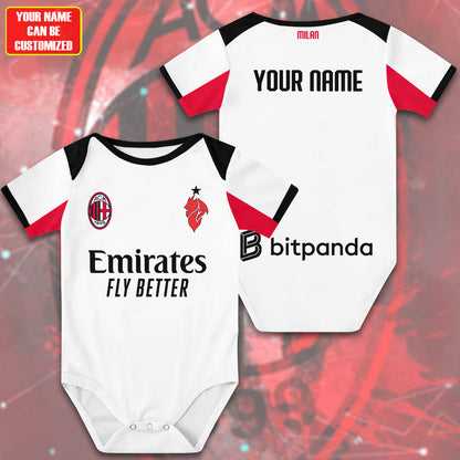 Customized AC Milan Away Soccer Jersey , Baby Rib Bodysuit Sizes