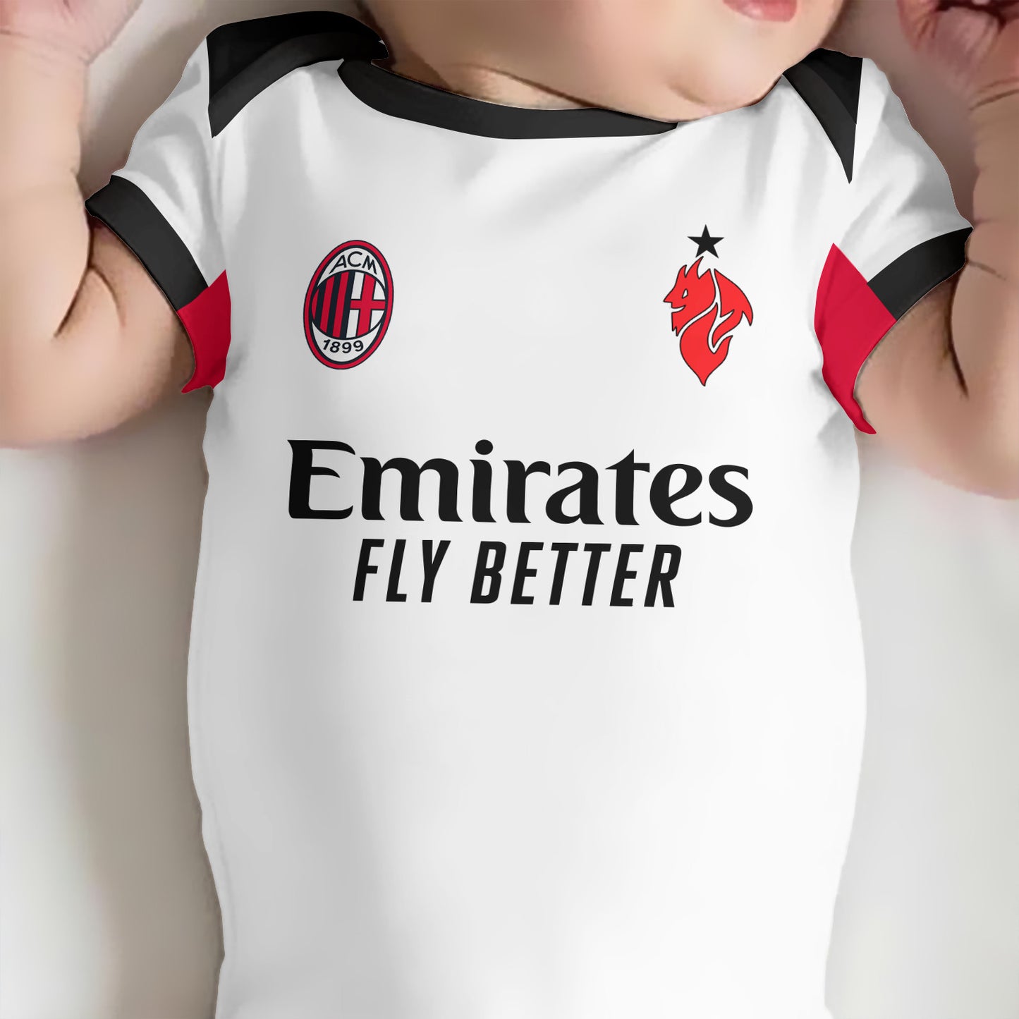 Customized AC Milan Away Soccer Jersey , Baby Rib Bodysuit Sizes