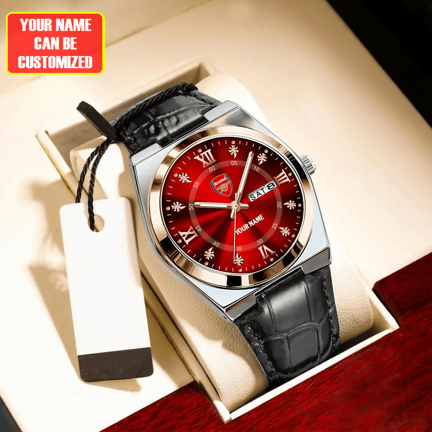 Personalized Arsenal Leather Strap Watch