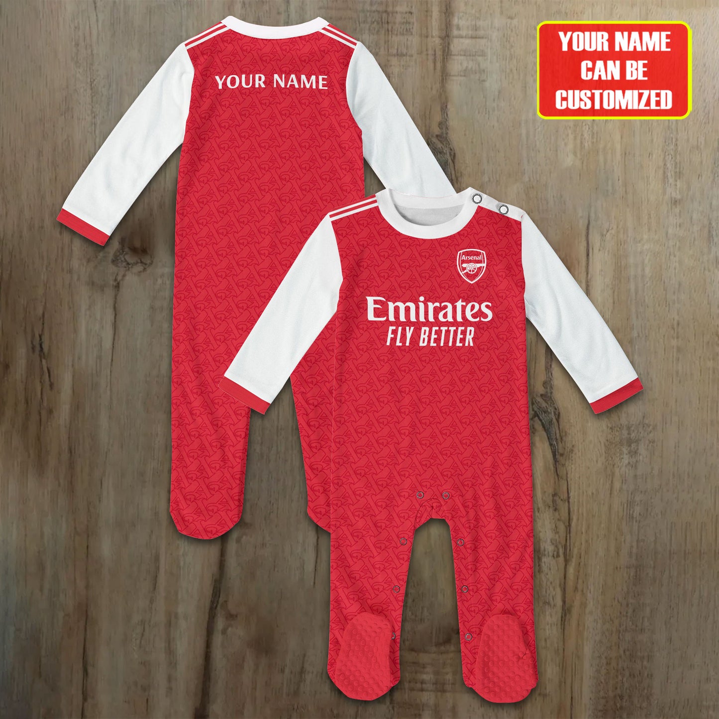 Arsenal Soccer Customized Baby Rib Sleepwear