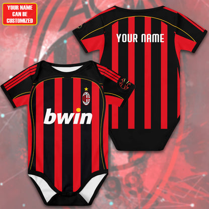 Customized AC Milan Soccer Jersey , Baby Rib Bodysuit Sizes V5
