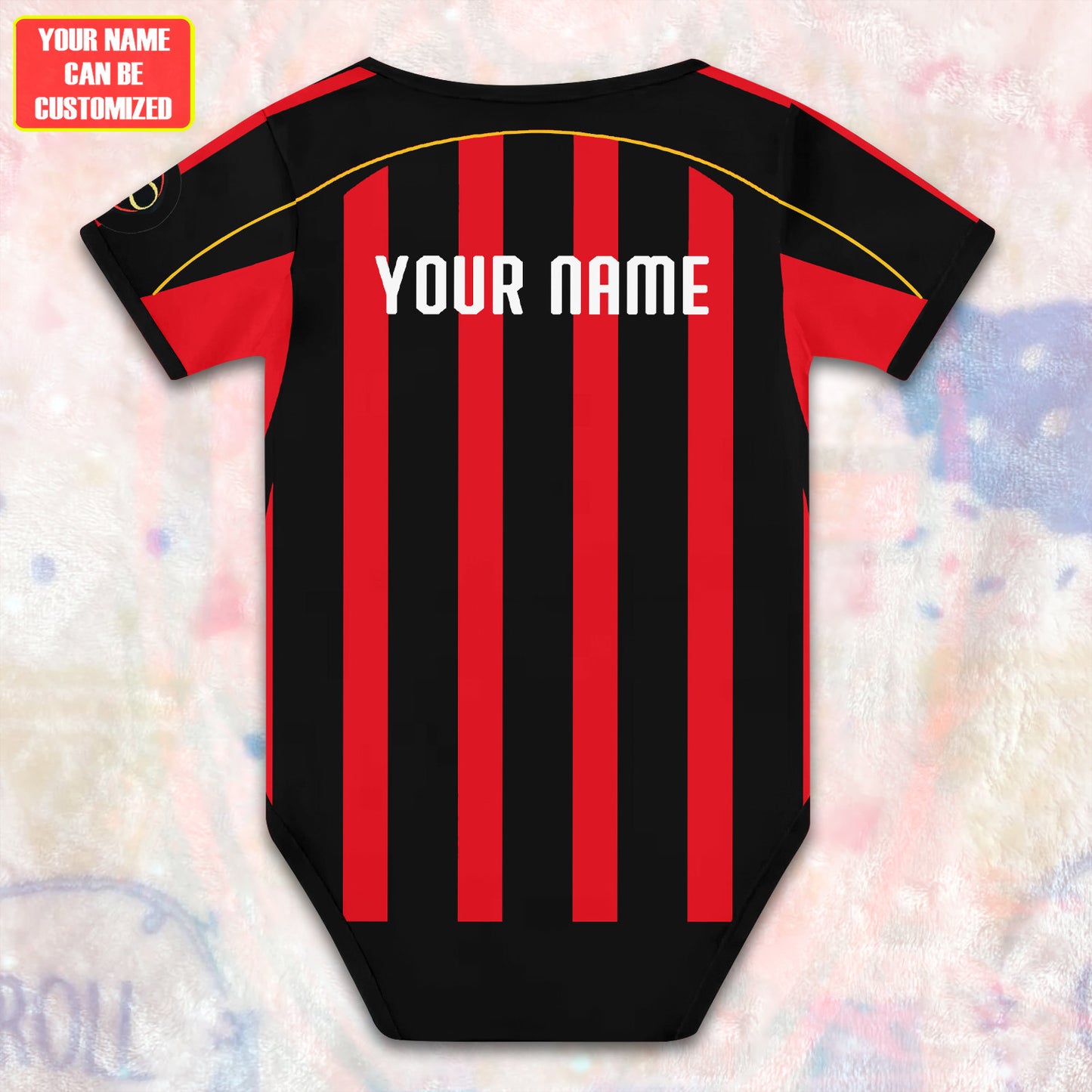 Customized AC Milan Soccer Jersey , Baby Rib Bodysuit Sizes V5