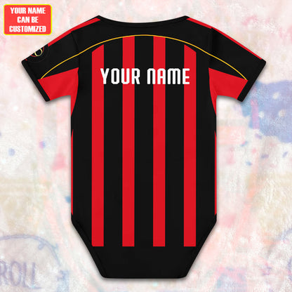 Customized AC Milan Soccer Jersey , Baby Rib Bodysuit Sizes V5