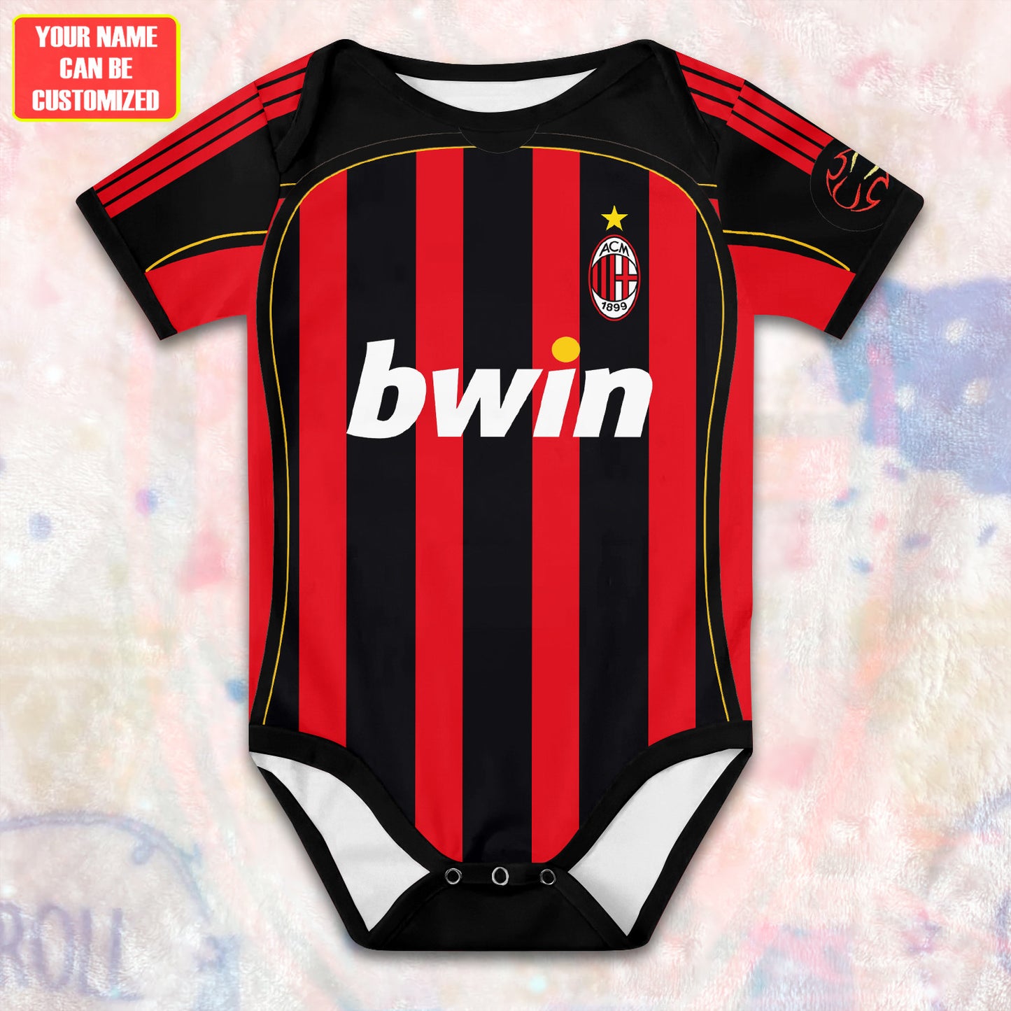 Customized AC Milan Soccer Jersey , Baby Rib Bodysuit Sizes V5