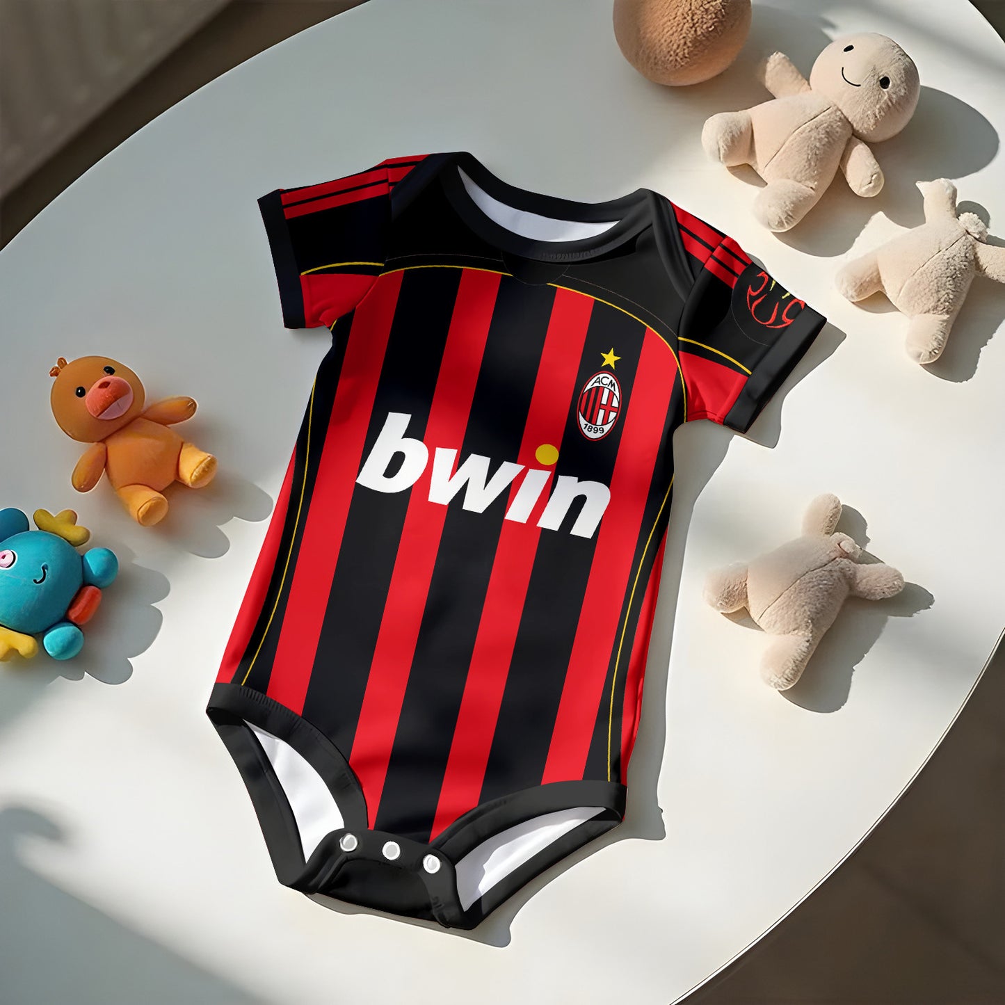 Customized AC Milan Soccer Jersey , Baby Rib Bodysuit Sizes V5