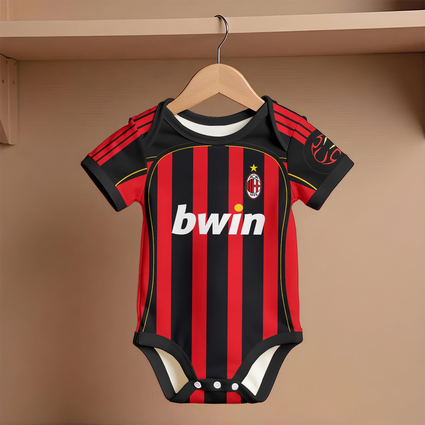 Customized AC Milan Soccer Jersey , Baby Rib Bodysuit Sizes V5