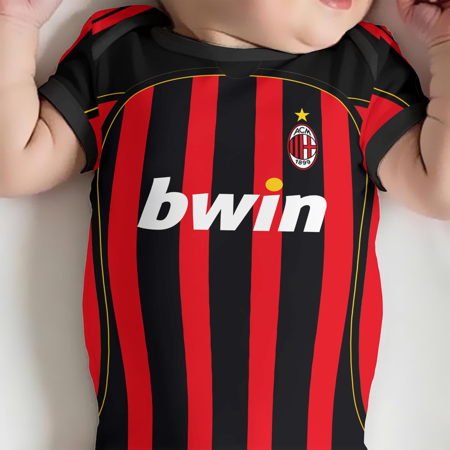 Customized AC Milan Soccer Jersey , Baby Rib Bodysuit Sizes V5